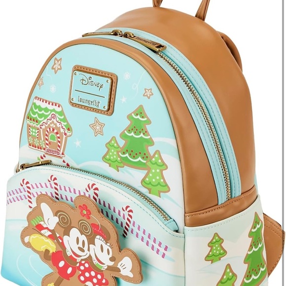 Loungefly Mickey & Minnie Ice Skating Holiday Gingerbread Scented Mini-Backpack - Picture 10 of 12